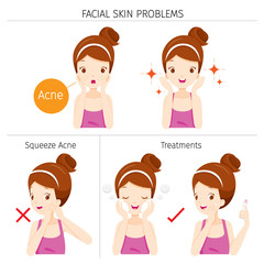 Girl With Acne, Facial Skin Problems And Treatment, Facial, Beauty, Cosmetic, Makeup, Treatment, Healthy