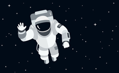 Astronaut in outer space concept vector illustration in flat style - obrazy, fototapety, plakaty