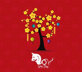 Tree design for Chinese New Year celebration. Year of the dog