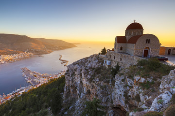 Fototapeta na wymiar Monastery of St. Sava above Kalimnos town in Dodecanese, Greece. 