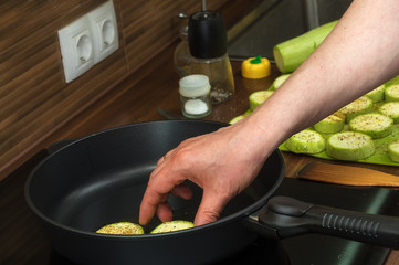 Preparation of fried zucchini