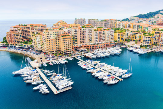 view on famous Port de Fontvieille in Monaco