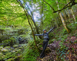 Teenager hiker on a trail