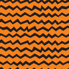 Vector seamless Halloween chevron pattern. Black and orange zigzag lines. Good for Halloween cards, polygraphy, stuff. - 170108150
