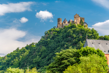 Fototapeta na wymiar Schonburg Castle at Rhine Valley near Oberwesel, Germany.