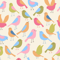 Seamless pattern with birds. Vector illustration.