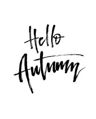 Hello Autumn brush lettering.