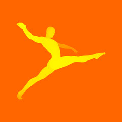 Fototapeta na wymiar Silhouette of a Ballet Dancer. 3D Model of Man. Human Body. Sport Symbol. Design Element. Vector Illustration.