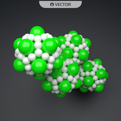 3D molecule. Molecular structure. Vector illustration for science.
