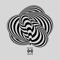 Black and white background. Pattern with optical illusion. Vector illustration.