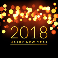 Happy New Year 2018 abstract bokeh background. Vector card design illustration