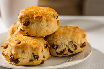 Scones on a white plate