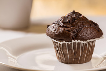 chocolate Muffin on a plate