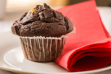 chocolate Muffin on a plate
