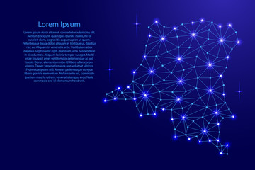 Democratic Republic Congo map of polygonal mosaic lines network, rays and space stars of vector illustration.