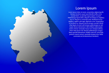 Abstract map of Germany with long shadow on blue background of vector illustration