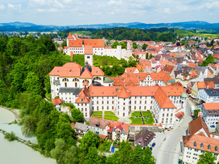 Fototapeta na wymiar Fussen town aerial view