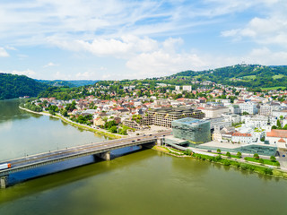Obraz premium Linz aerial panoramic view
