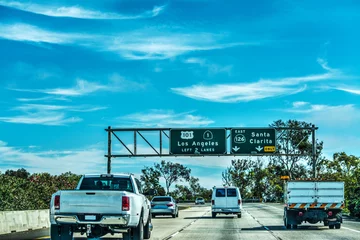 Fototapeten Traffic in 101 freeway in Los Angeles © Gabriele Maltinti