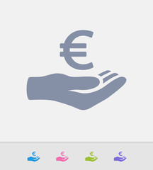 Fototapeta premium Hand Holding Euro - Granite Icons. A professional, pixel-perfect icon designed on a 32x32 pixel grid and redesigned on a 16x16 pixel grid for very small sizes