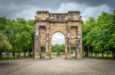 Fototapeta na wymiar McLennan Arch in Glasgow green park, Scotland.