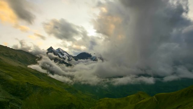 Time lapse of heavy clouds in Alpine landscape, Grossglockner Hochalpenstrasse, Autria, Europe.