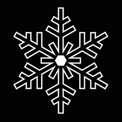 Raster illustration. Snowflake logo, icon, design elements. Original elegant simple element. Abstract decorative illustration in geometric style. Abstract isolated snowflake on a white background