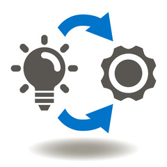 Implementation Icon Vector. Light Bulb Gear Circular Arrows Symbol (Logo).