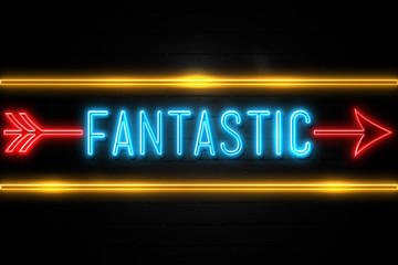 Obraz premium Fantastic - fluorescent Neon Sign on brickwall Front view