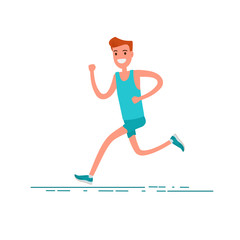 Fototapeta premium Sportsman character. Young adult man running in sportswear. Concept of running for healthy.