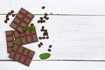Schokolade Milchschokolade Tafel Süßigkeiten Essen Textfreiraum von oben