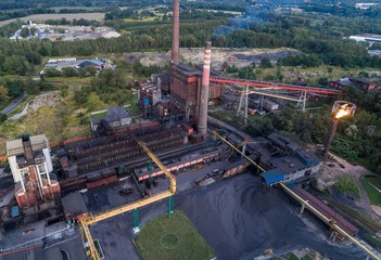 Aerial view on old working cooking plant.