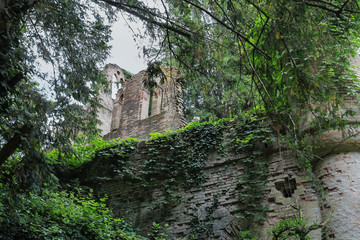 Fototapeta na wymiar Ruined medieval castle in Villa Sorra. Castelfranco Emilia, Modena, Italy