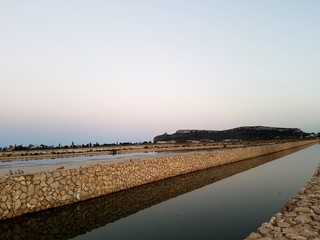 Cagliari, Molentargius Saline Regional Park and Devil's Saddle view. Sardinia, Italy