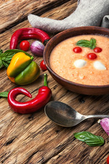 Gazpacho soup with basil