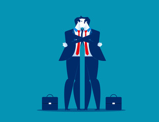 Hug. Businessman giving a hug. Men consolation friend. Concept business communication vector illustration.