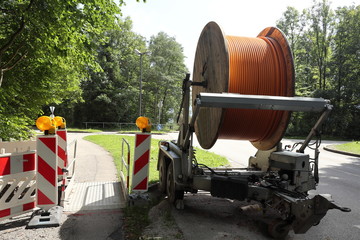 Glasfaserkabel auf Baustelle