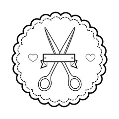 seal stamp with scissors icon over white background vector illustration