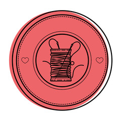 seal stamp with thread spool icon over white background vector illustration