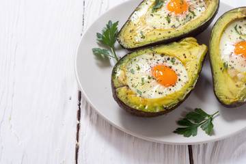 Baked avocado with eggs