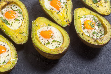 Baked avocado with eggs