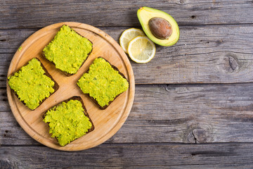 Toast with bread an avocado