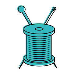 thread spool and needle icon over white background vector illustration