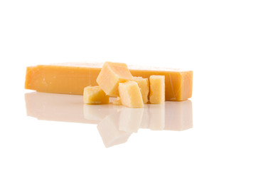 Parmesan cheese on white background