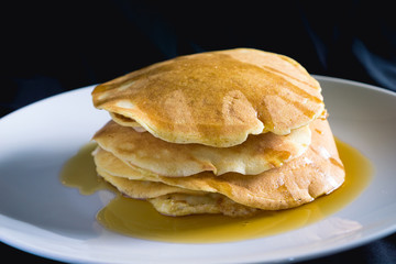 Pancakes Pile with Maple Syrup