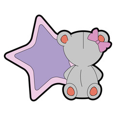 baby shower card with mouse icon over white background colorful design vector illustration