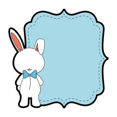 baby shower card with rabbit icon over white background vector illustration