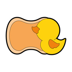 baby shower card with cute duck icon over white background vector illustration