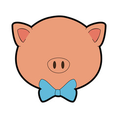 cartoon pig animal icon over white background colorful design vector illustration