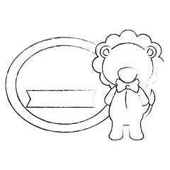 baby shower card with cute lion icon over white background vector illustration